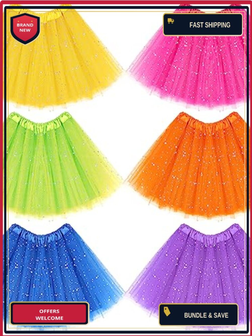 6 Pc Adult Tutus 4 Layer Tulle Skirt Ballet Party Dance